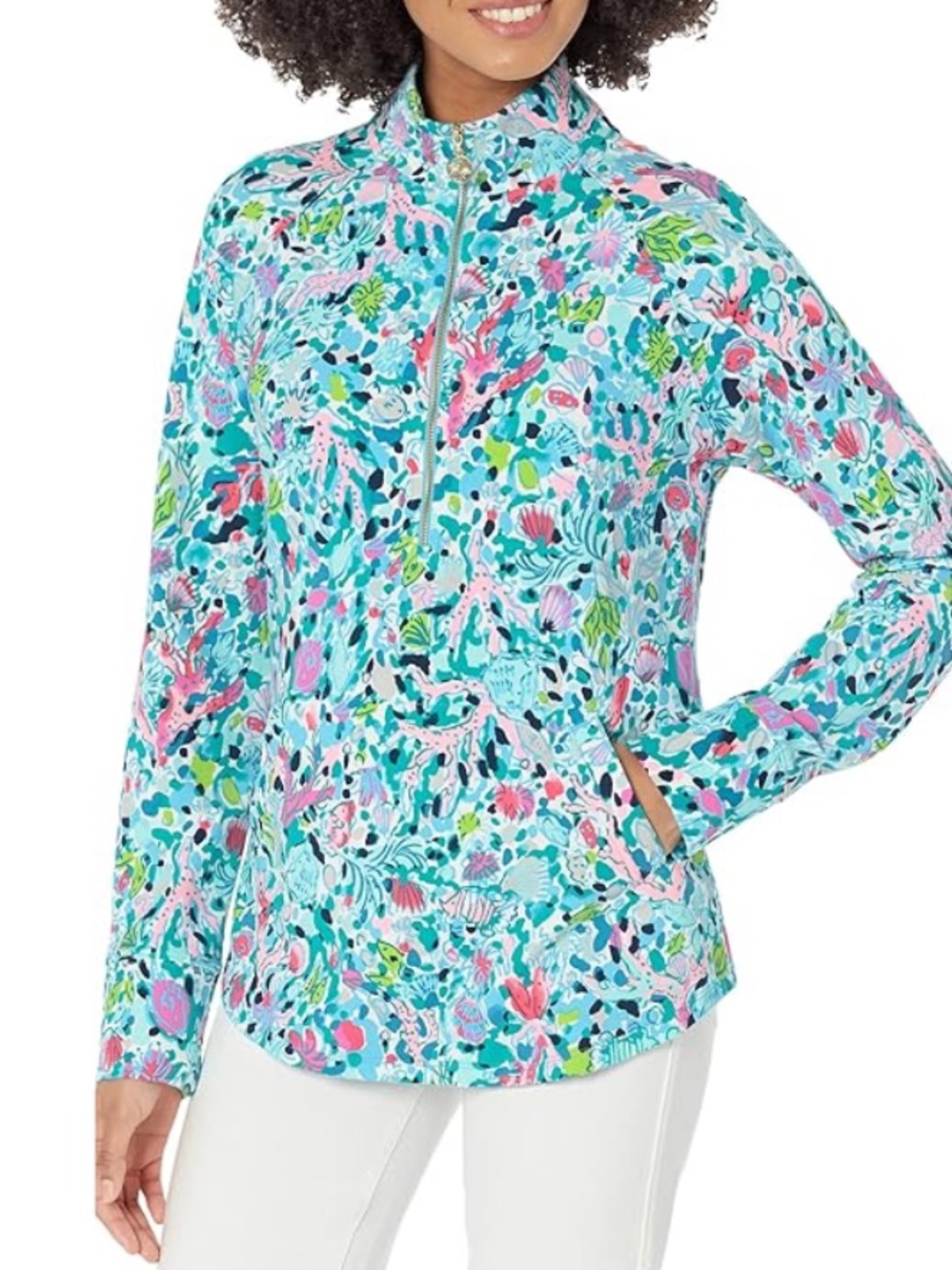 Lilly Pulitzer Skipper UPF 50+ Popover in Multi Dive Bar Print Size Medium